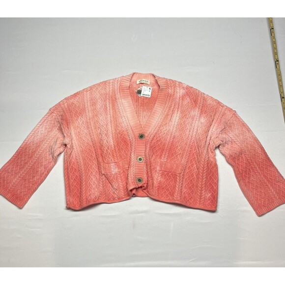 Free People Washed Ashore Red Chunky Knit Cardigan - Picture 2 of 10